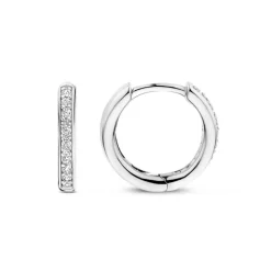 Boucles D'Oreilles Ti Sento - 7812ZI Argent Rhodié Anneaux Et Pavage