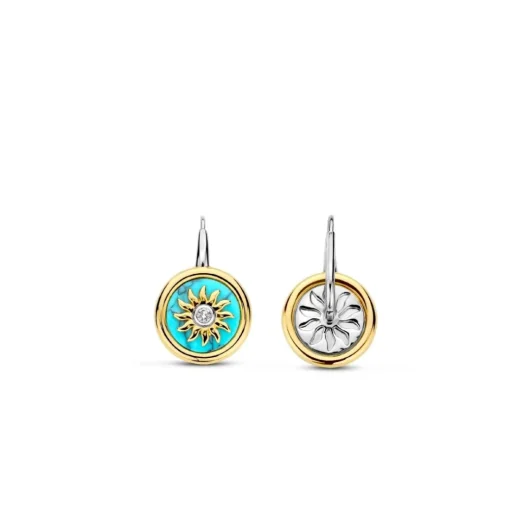Boucles D'Oreilles Ti Sento - 7971TQ Argent Doré Pièce Fond Turquoise