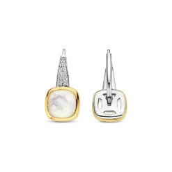 Boucles D'Oreilles Ti Sento - 7969MW Argent Doré Doublé Nacre Carré Et Oxydes De Zirconium