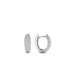Boucles d'Oreilles Ti Sento 7804ZI - anneaux allongés argent pavés petit modèle