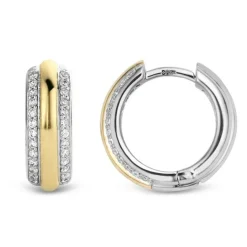 Boucles d'oreilles Ti Sento 7786ZY - Boucles d'oreilles Argent Gaudron Doré et Anneaux Pavés
