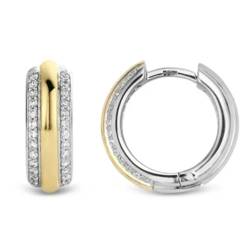 Boucles d'oreilles Ti Sento 7786ZY - Boucles d'oreilles Argent Gaudron Doré et Anneaux Pavés