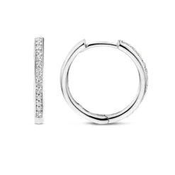 Boucles D'Oreilles Ti Sento - 7959ZI Argent Rhodié Créoles Et Pavage