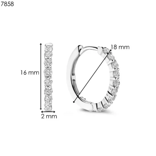 Boucles D'Oreilles Ti Sento - 7958ZI Argent Rhodié Anneaux Et Pavage