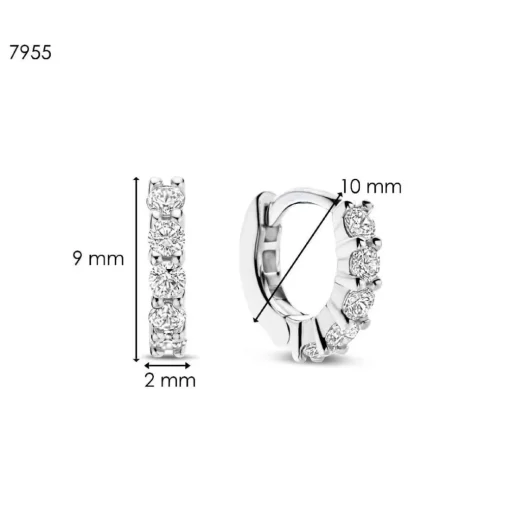 Boucles D'Oreilles Ti Sento - 7955ZI Argent Rhodié Anneaux Et Pavage