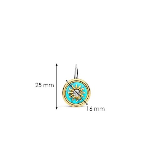 Boucles D'Oreilles Ti Sento - 7971TQ Argent Doré Pièce Fond Turquoise