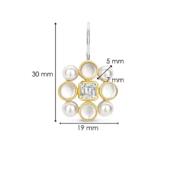 Boucles D'Oreilles Ti Sento - 7964YP Argent Doré Perles Synthétiques Et Oxyde De Zirconium Carré