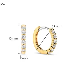 Boucles D'Oreilles Ti Sento - 7957ZY Argent Doré Anneaux Et Pavage