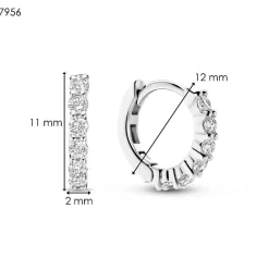 Boucles D'Oreilles Ti Sento - 7956ZI Argent Rhodié Anneaux Et Pavage