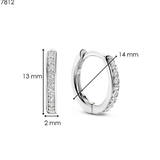 Boucles D'Oreilles Ti Sento - 7812ZI Argent Rhodié Anneaux Et Pavage