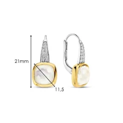 Boucles D'Oreilles Ti Sento - 7969MW Argent Doré Doublé Nacre Carré Et Oxydes De Zirconium