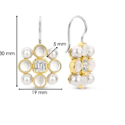 Boucles D'Oreilles Ti Sento - 7964YP Argent Doré Perles Synthétiques Et Oxyde De Zirconium Carré