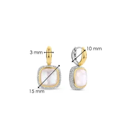 Boucles D'Oreilles Ti Sento - 7968MW Argent Doré Doublé Nacre Carré Et Oxydes De Zirconium