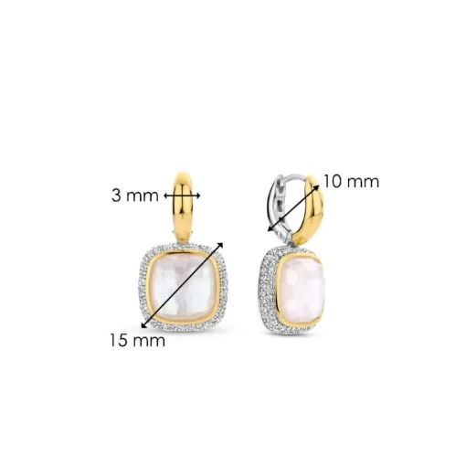 Boucles D'Oreilles Ti Sento - 7968MW Argent Doré Doublé Nacre Carré Et Oxydes De Zirconium