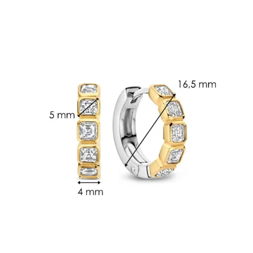 Boucles D'Oreilles Ti Sento - 7965ZY Argent Doré Et Oxydes De Zirconium Sertis Clos Carré