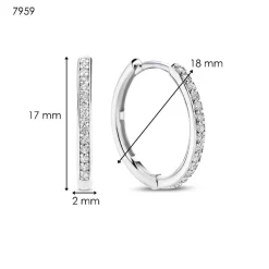 Boucles D'Oreilles Ti Sento - 7959ZI Argent Rhodié Créoles Et Pavage