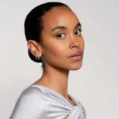 Boucles D'Oreilles Ti Sento - 7958ZI Argent Rhodié Anneaux Et Pavage