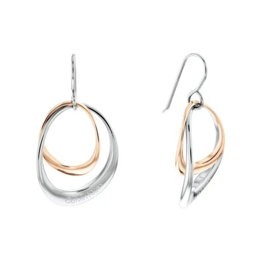 Boucles oreilles Calvin Klein Warped Rings - 35000003 Acier Argent, Doré rose