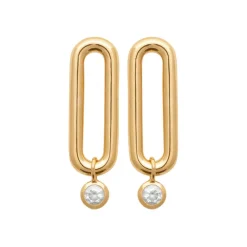 Boucles oreilles ovales serti clos plaqué or Maison de la Bijouterie Y5VWYZ0