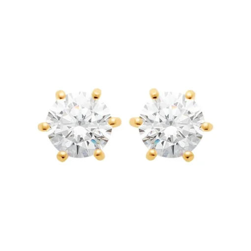 Boucles oreilles plaqué or oxyde zirconium 6mm Maison de la Bijouterie Y0YZ5366Z