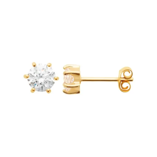 Boucles oreilles plaqué or oxyde zirconium 6mm Maison de la Bijouterie Y0YZ5366Z