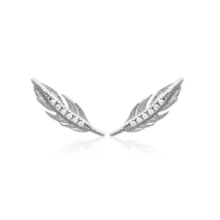 Boucles oreilles puces fantaisie plume Argent Maison de la Bijouterie Z5YVWZ0
