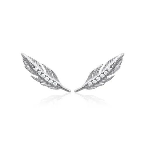 Boucles oreilles puces fantaisie plume Argent Maison de la Bijouterie Z5YVWZ0