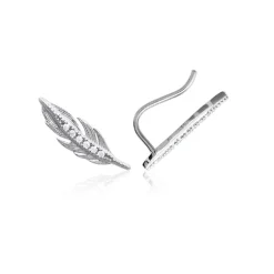 Boucles oreilles puces fantaisie plume Argent Maison de la Bijouterie Z5YVWZ0