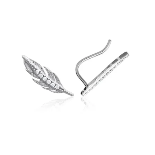 Boucles oreilles puces fantaisie plume Argent Maison de la Bijouterie Z5YVWZ0