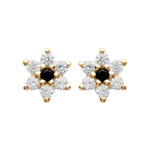 Boucles oreilles puces fleurs bicolore plaqué or Maison de la Bijouterie Y5YU40W