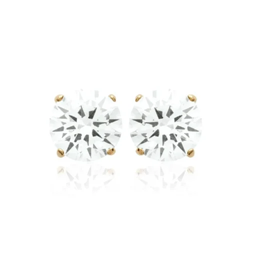 Boucles oreilles puces plaqué or oxyde de zirconium 6mm Maison de la Bijouterie Y5055Z06