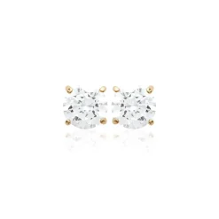Boucles oreilles puces plaqué or oxyde de zirconium 4mm Maison de la Bijouterie Y5055Z04