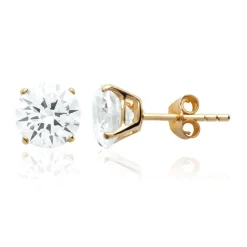 Boucles oreilles puces plaqué or oxyde de zirconium 8mm Maison de la Bijouterie Y5055Z0V
