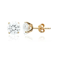 Boucles oreilles puces plaqué or oxyde de zirconium 6mm Maison de la Bijouterie Y5055Z06
