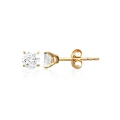 Boucles oreilles puces plaqué or oxyde de zirconium 4mm Maison de la Bijouterie Y5055Z04