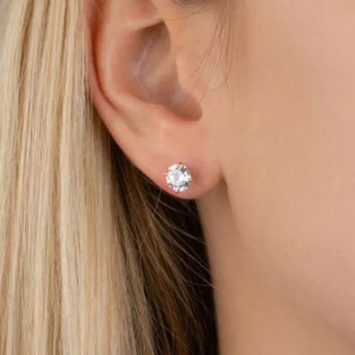 Boucles oreilles puces plaqué or oxyde de zirconium 6mm Maison de la Bijouterie Y5055Z06