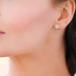 Boucles oreilles puces plaqué or oxyde de zirconium Maison de la Bijouterie Y4UY0ZZ