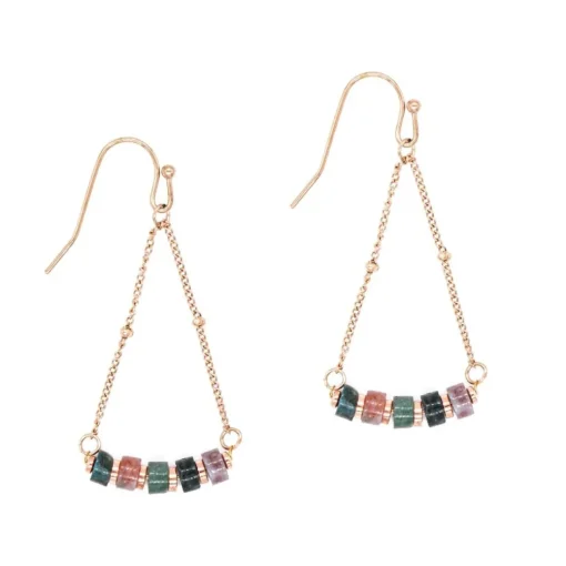 Boucles oreilles Sloya Piana en pierres Agate Aquatique
