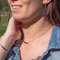 Boucles oreilles Sloya Piana en pierres Lapis-lazuli
