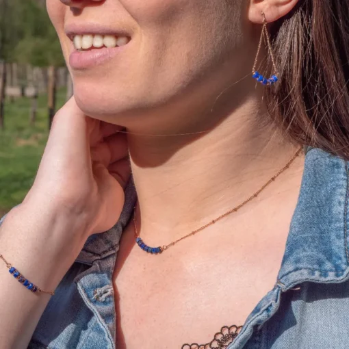 Boucles oreilles Sloya Piana en pierres Lapis-lazuli