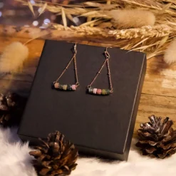 Boucles oreilles Sloya Piana en pierres Agate Aquatique