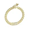 Bracelet Arm Party Acier Doré Maille Gourmette Et Logo Guess