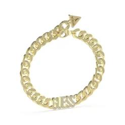 Bracelet Arm Party Acier Doré Maille Gourmette Et Logo Guess