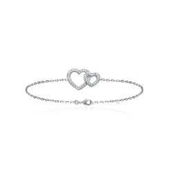 Bracelet Coeur femme argent rhodié blanc micro serti - VWZ6V6ZV