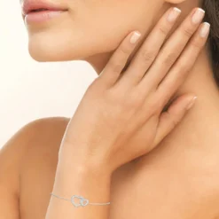Bracelet Coeur femme argent rhodié blanc micro serti - VWZ6V6ZV