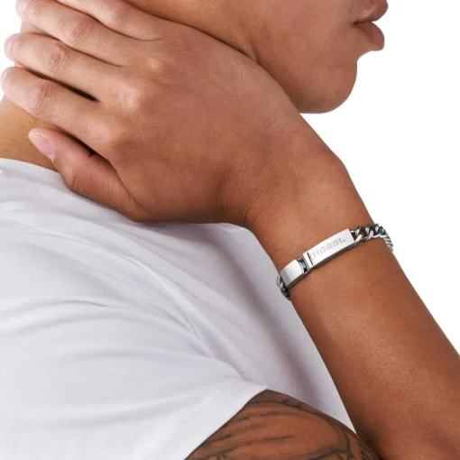 Bracelet Diesel Stacked DX0966040 - Bracelet Gourmette Chromée Homme