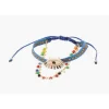 Bracelet Femme Balaboosté 2 Rangs Tissu Et Facettes Ac Œil Strass - 3502456532380 Métal Bleu