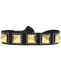 Bracelet Femme Les Interchangeables - Bracelet Pyramide 8 Doré et Noir