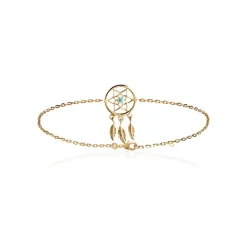 Bracelet femme plaqué or turquoise serti clos - UWZW5WZV