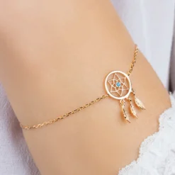 Bracelet femme plaqué or turquoise serti clos - UWZW5WZV